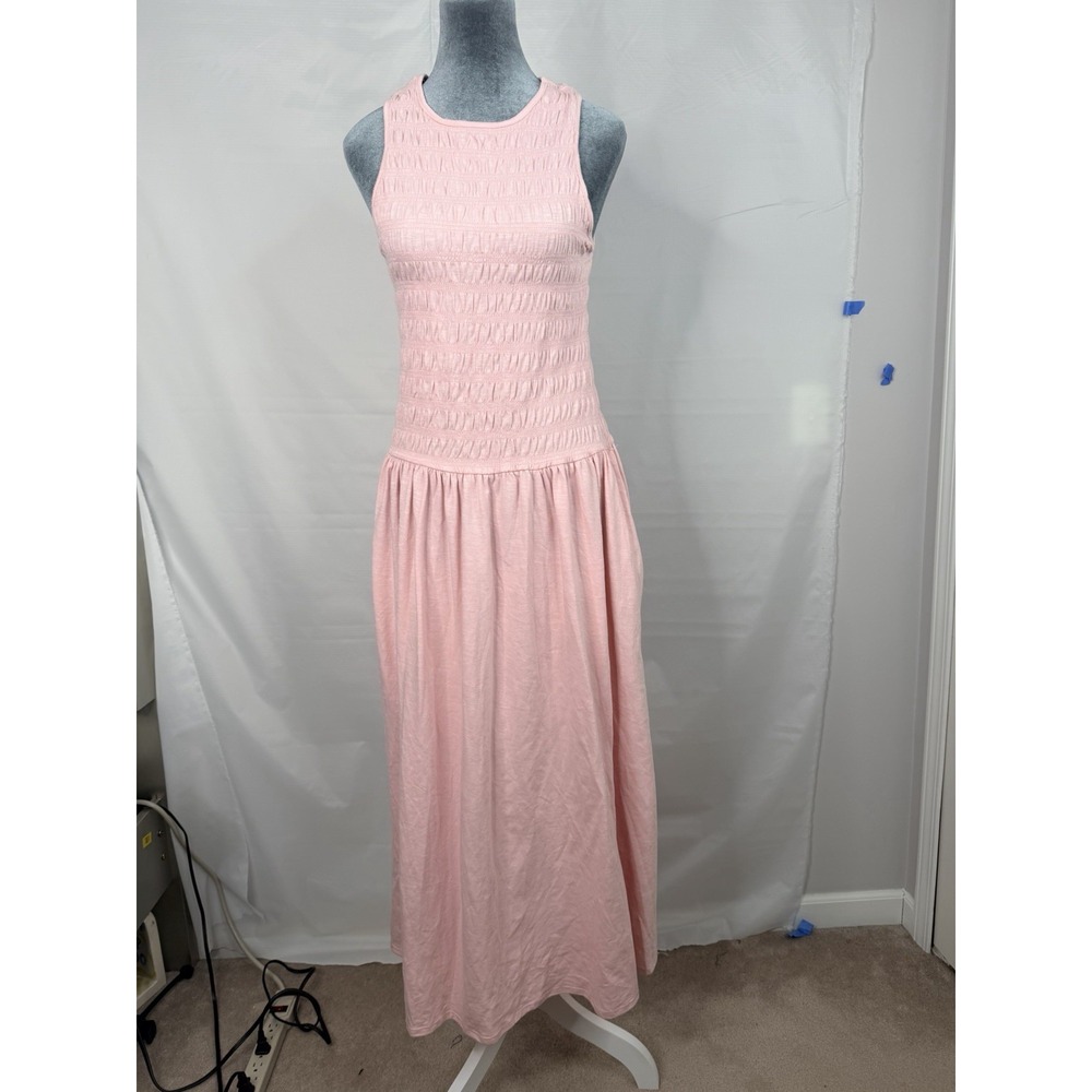 Universal Thread Pink Smocked Knit Maxi Dress Women's Large A-Line Sleeveless - Picture 2 of 10